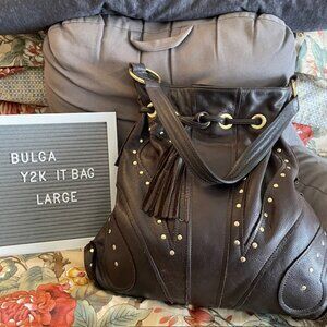 BULGA Y2K Schiaparelli's Butterfly Autumn 2007 Brown Leather Shoulder Bag